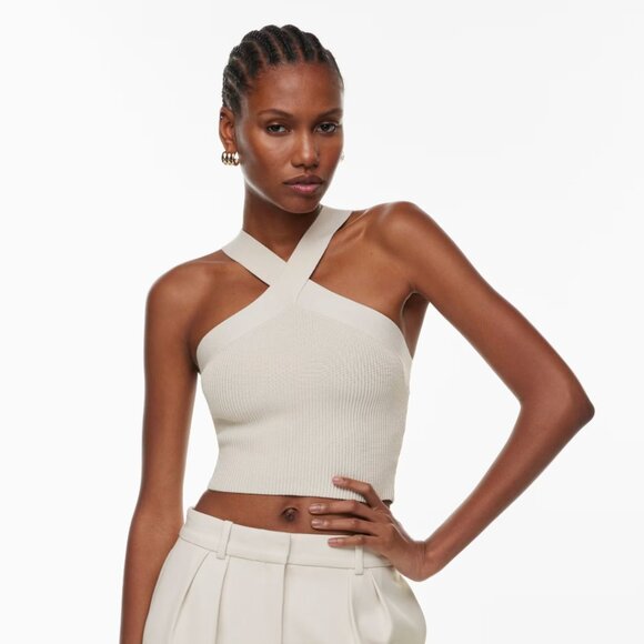 NWOT - Aritzia SCULPT KNIT CRISS CROSS CROPPED TANK - Picture 1 of 5